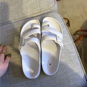White Slide Sandals